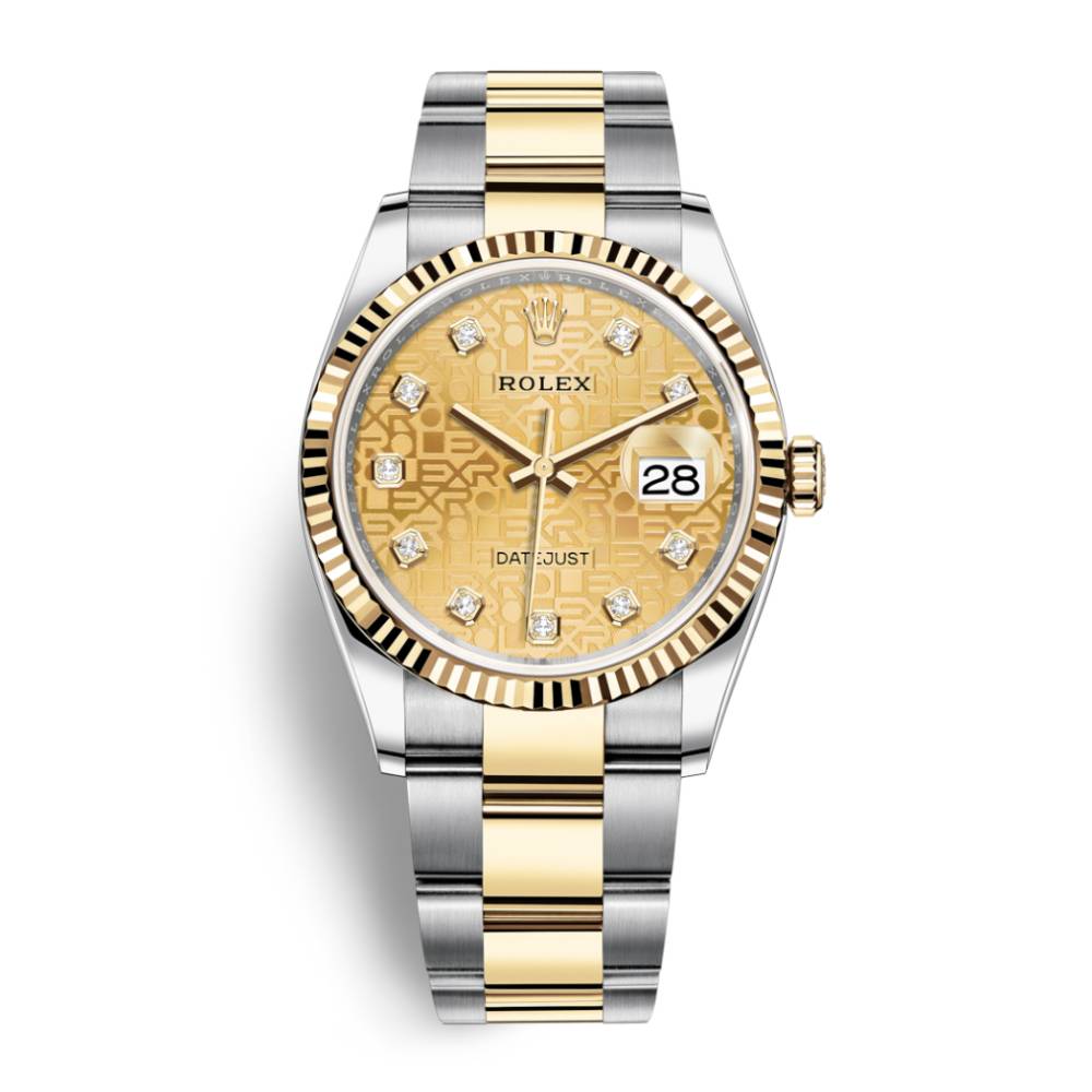 Rolex Datejust 36mm - Ref: 126233-0034 - Champagne Jubilee Diamond Dial, Two Tone Stainless Steel & 18K Yellow Gold Oyster Bracelet Watch