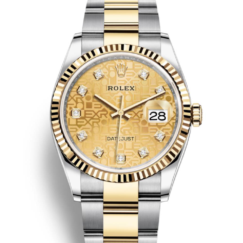 Rolex Datejust 36mm - Ref: 126233-0034 - Champagne Jubilee Diamond Dial, Two Tone Stainless Steel & 18K Yellow Gold Oyster Bracelet Watch