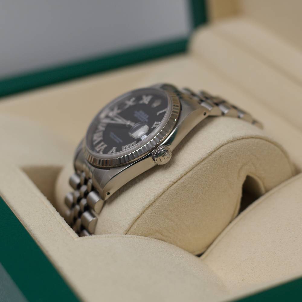 Rolex Datejust 36mm - Ref: 16200 - Black Roman Diamond Dial, Stainless Steel Jubilee Bracelet Women's Watch