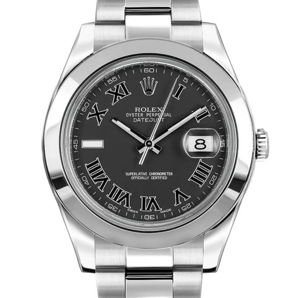 Rolex Datejust 41mm - Ref: 116300 - Black Roman Dial, Stainless Steel Oyster Bracelet Men's Watch