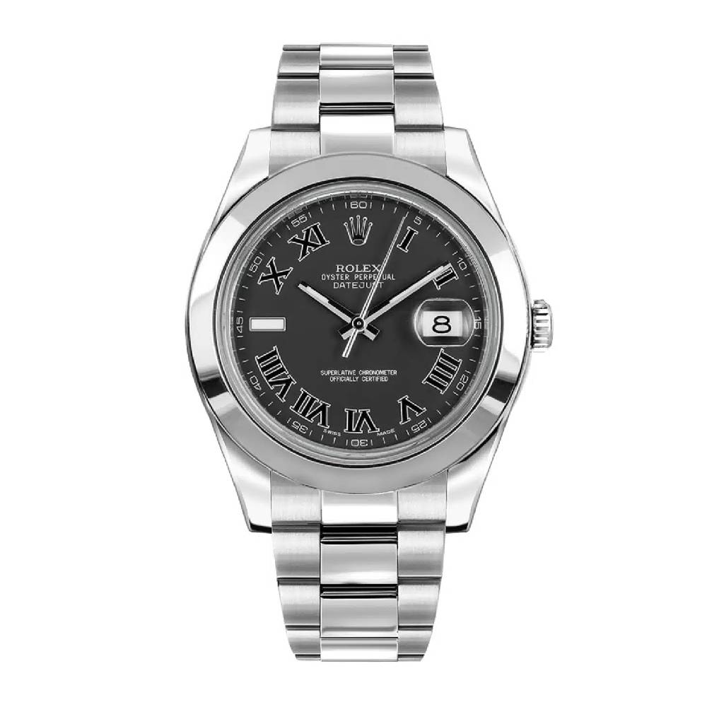 Rolex Datejust 41mm - Ref: 116300 - Black Roman Dial, Stainless Steel Oyster Bracelet Men's Watch