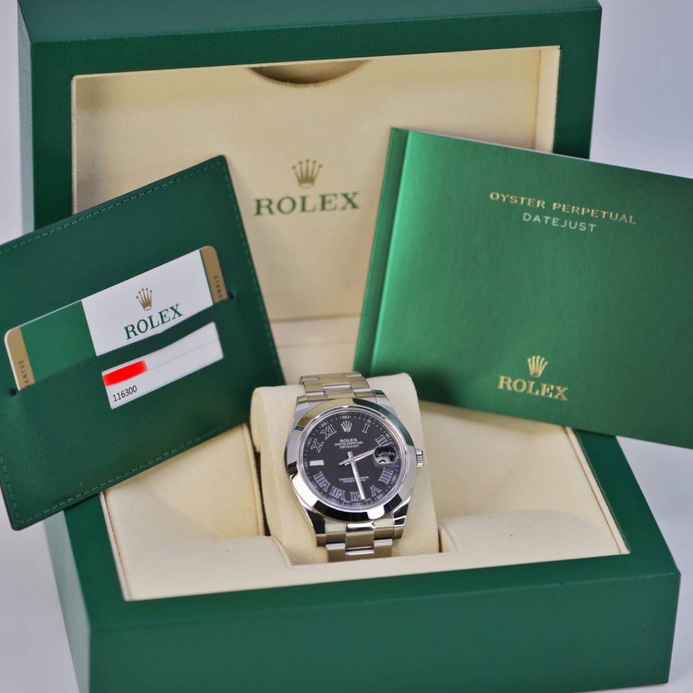 Rolex Datejust 41mm - Ref: 116300 - Black Roman Dial, Stainless Steel Oyster Bracelet Men's Watch