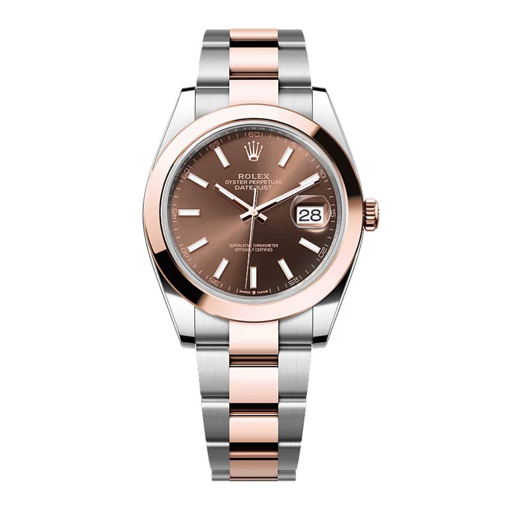 Rolex Datejust 41mm - Ref: 126301-0001 - Chocolate Stick Dial, Two Tone Stainless Steel & 18K Rose Gold Oyster Bracelet Men's Watch