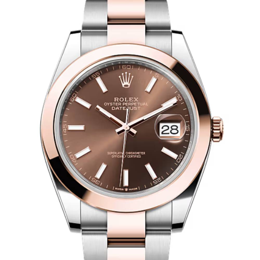 Rolex Datejust 41mm - Ref: 126301-0001 - Chocolate Stick Dial, Two Tone Stainless Steel & 18K Rose Gold Oyster Bracelet Men's Watch