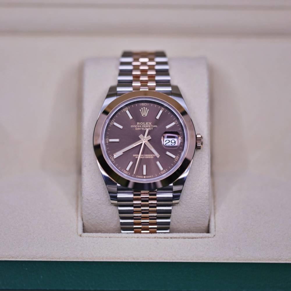 Rolex Datejust 41mm - Ref: 126301-0002 - Chocolate Stick Dial, Two Tone Stainless Steel & 18K Rose Gold Jubilee Bracelet Men's Watch