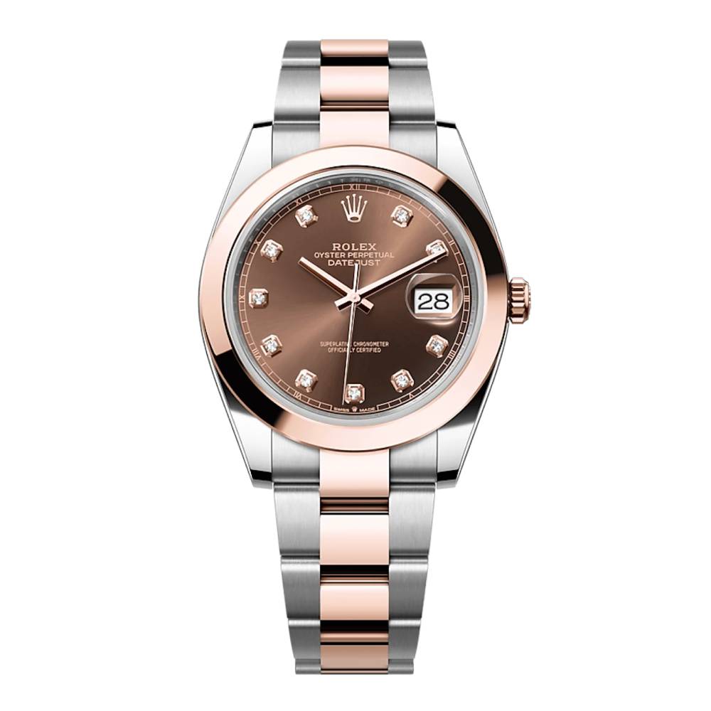 Rolex Datejust 41mm - Ref: 126301-0003 - Chocolate Diamond Dial, Two Tone Stainless Steel & 18K Rose Gold Oyster Bracelet Men's Watch