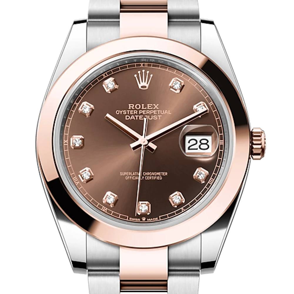 Rolex Datejust 41mm - Ref: 126301-0003 - Chocolate Diamond Dial, Two Tone Stainless Steel & 18K Rose Gold Oyster Bracelet Men's Watch