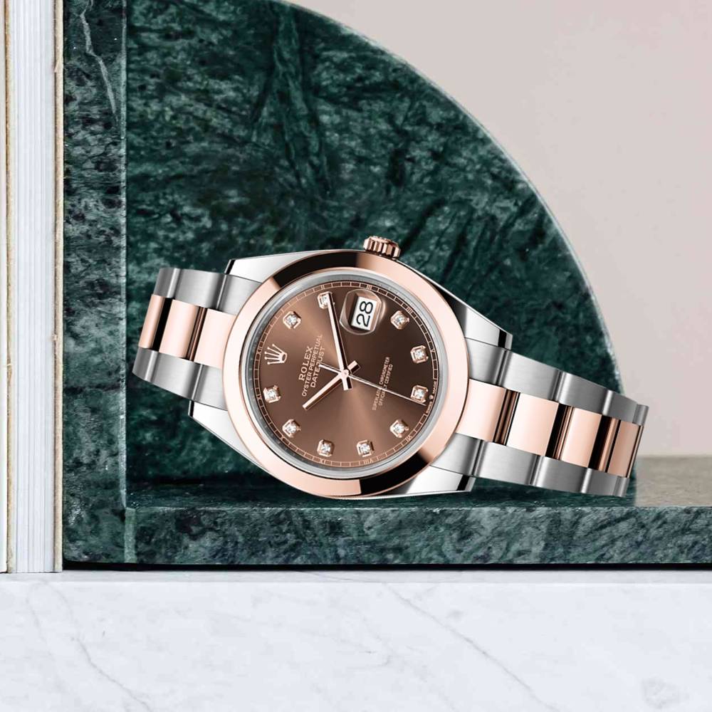 Rolex Datejust 41mm - Ref: 126301-0003 - Chocolate Diamond Dial, Two Tone Stainless Steel & 18K Rose Gold Oyster Bracelet Men's Watch