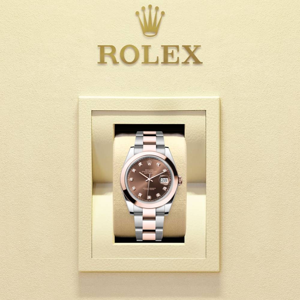 Rolex Datejust 41mm - Ref: 126301-0003 - Chocolate Diamond Dial, Two Tone Stainless Steel & 18K Rose Gold Oyster Bracelet Men's Watch