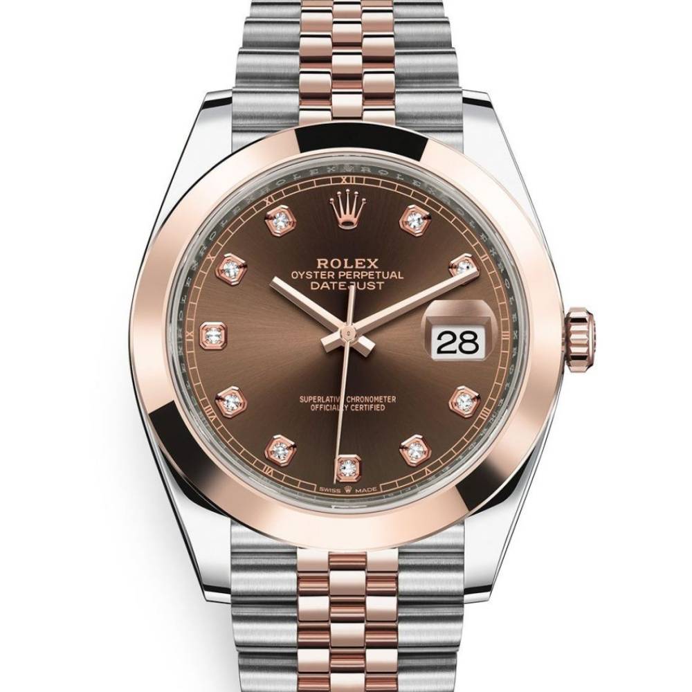 Rolex Datejust 41mm - Ref: 126301-0004 - Chocolate Diamond Dial, Two Tone Stainless Steel & 18K Rose Gold Jubilee Bracelet Men's Watch