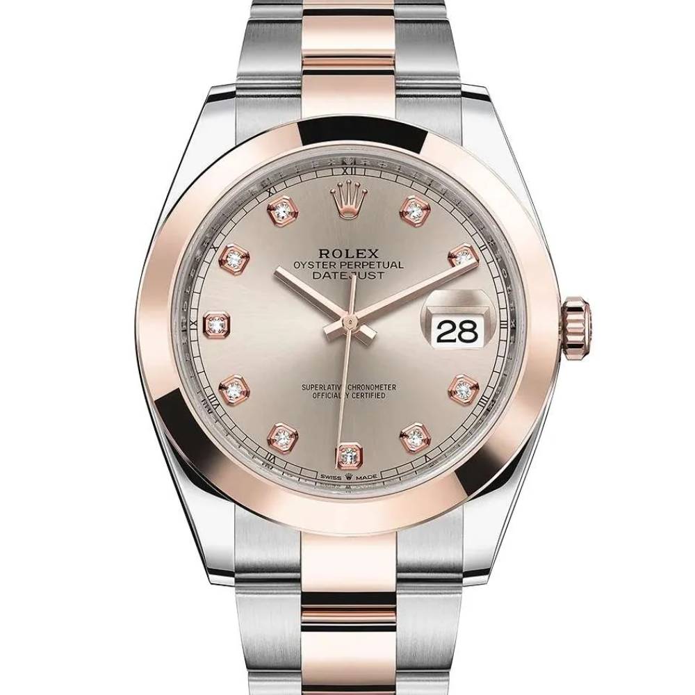 Rolex Datejust 41mm - Ref: 126301-0007 - Sundust Diamond Dial, Two Tone Stainless Steel & 18K Rose Gold Oyster Bracelet Men's Watch