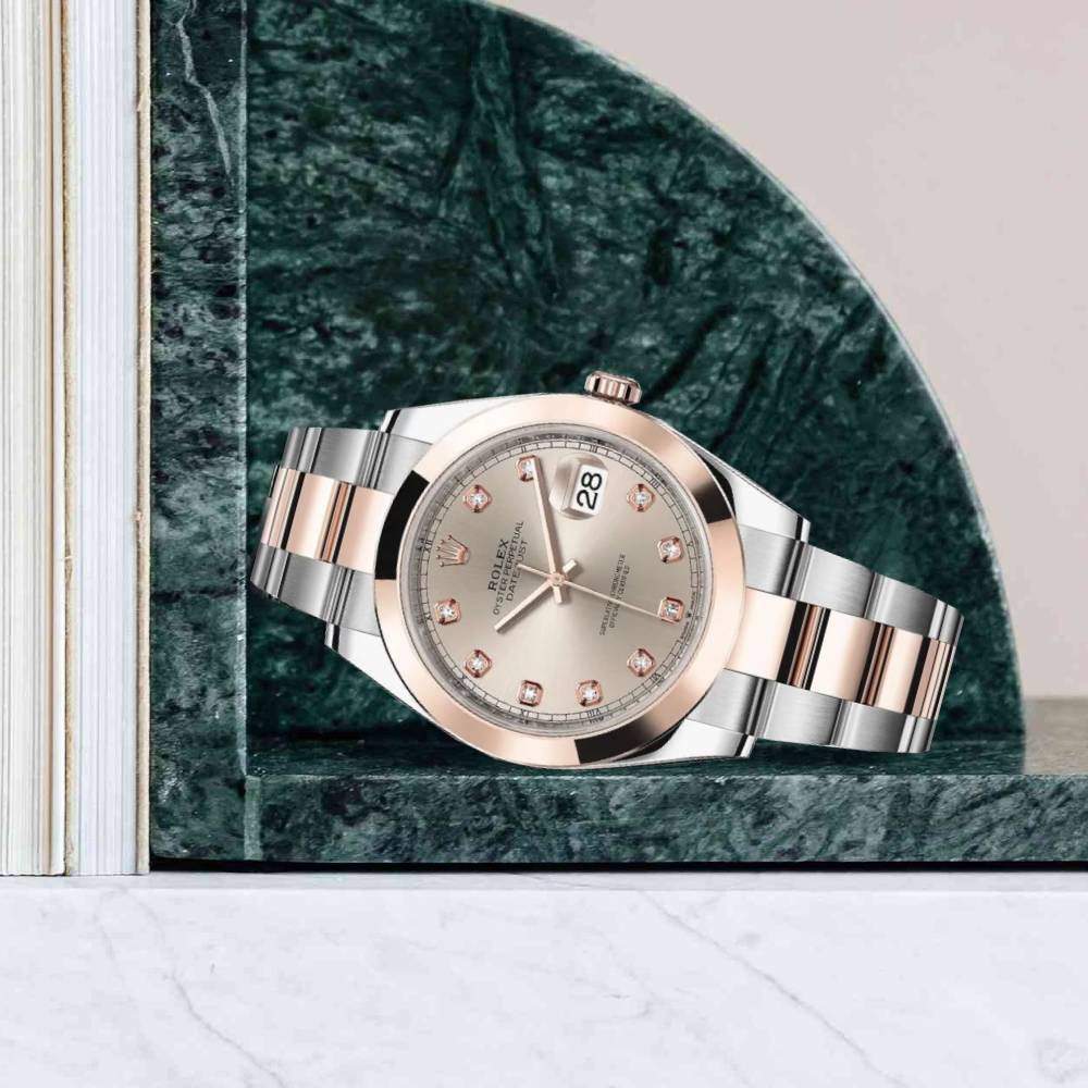 Rolex Datejust 41mm - Ref: 126301-0007 - Sundust Diamond Dial, Two Tone Stainless Steel & 18K Rose Gold Oyster Bracelet Men's Watch