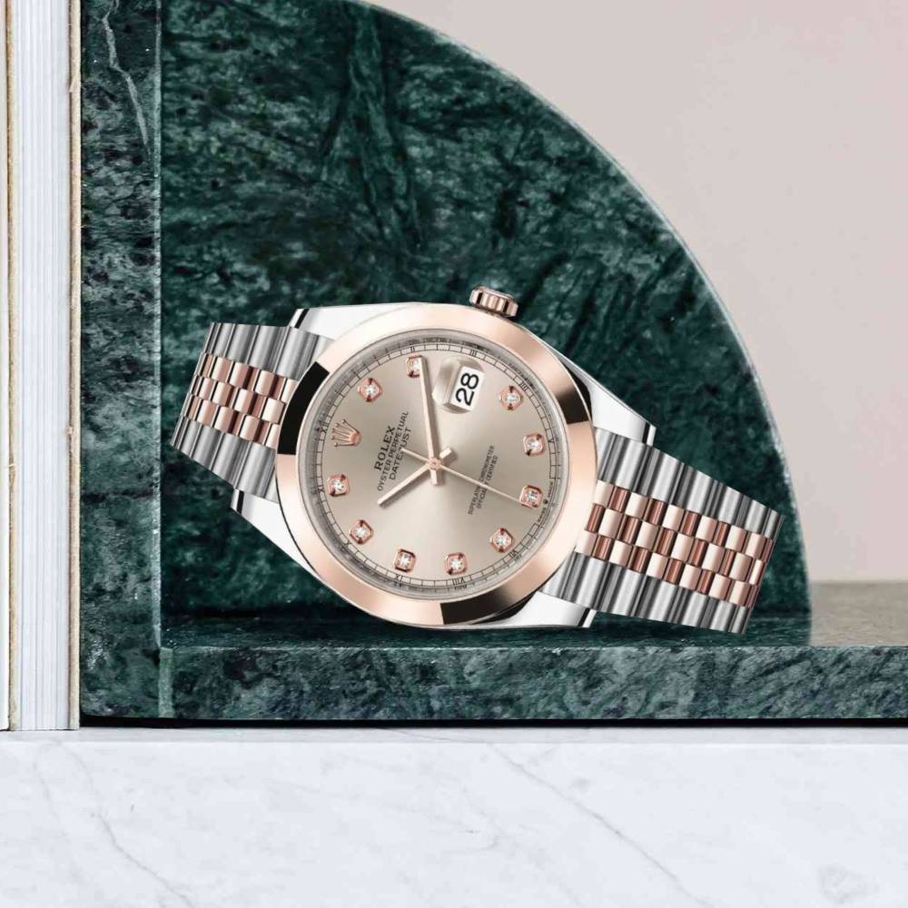 Rolex Datejust 41mm - Ref: 126301-0008 - Sundust Diamond Dial, Two Tone Stainless Steel & 18K Rose Gold Jubilee Bracelet Men's Watch