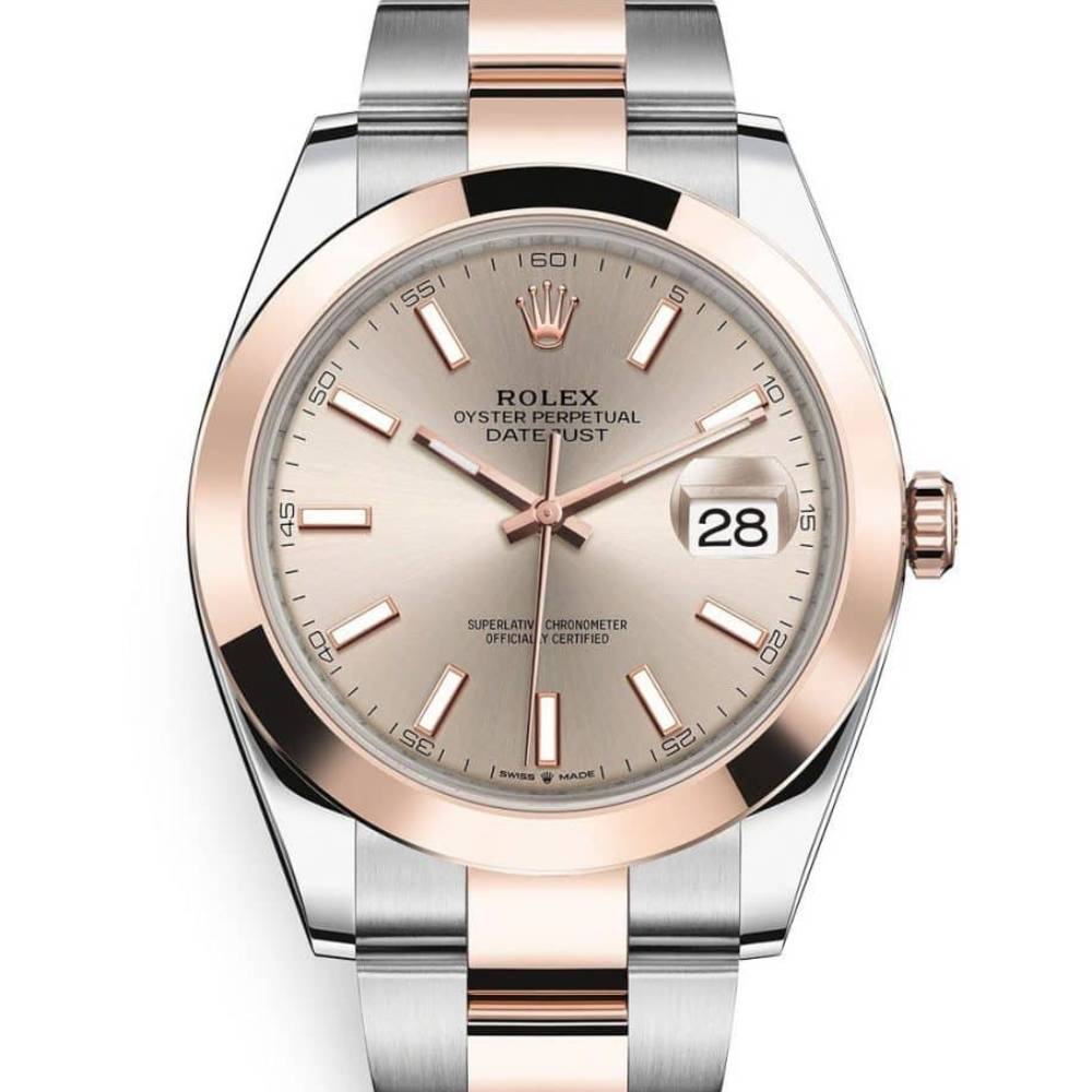 Rolex Datejust 41mm - Ref: 126301-0009 - Sundust Stick Dial, Two Tone Stainless Steel & 18K Rose Gold Oyster Bracelet Men's Watch