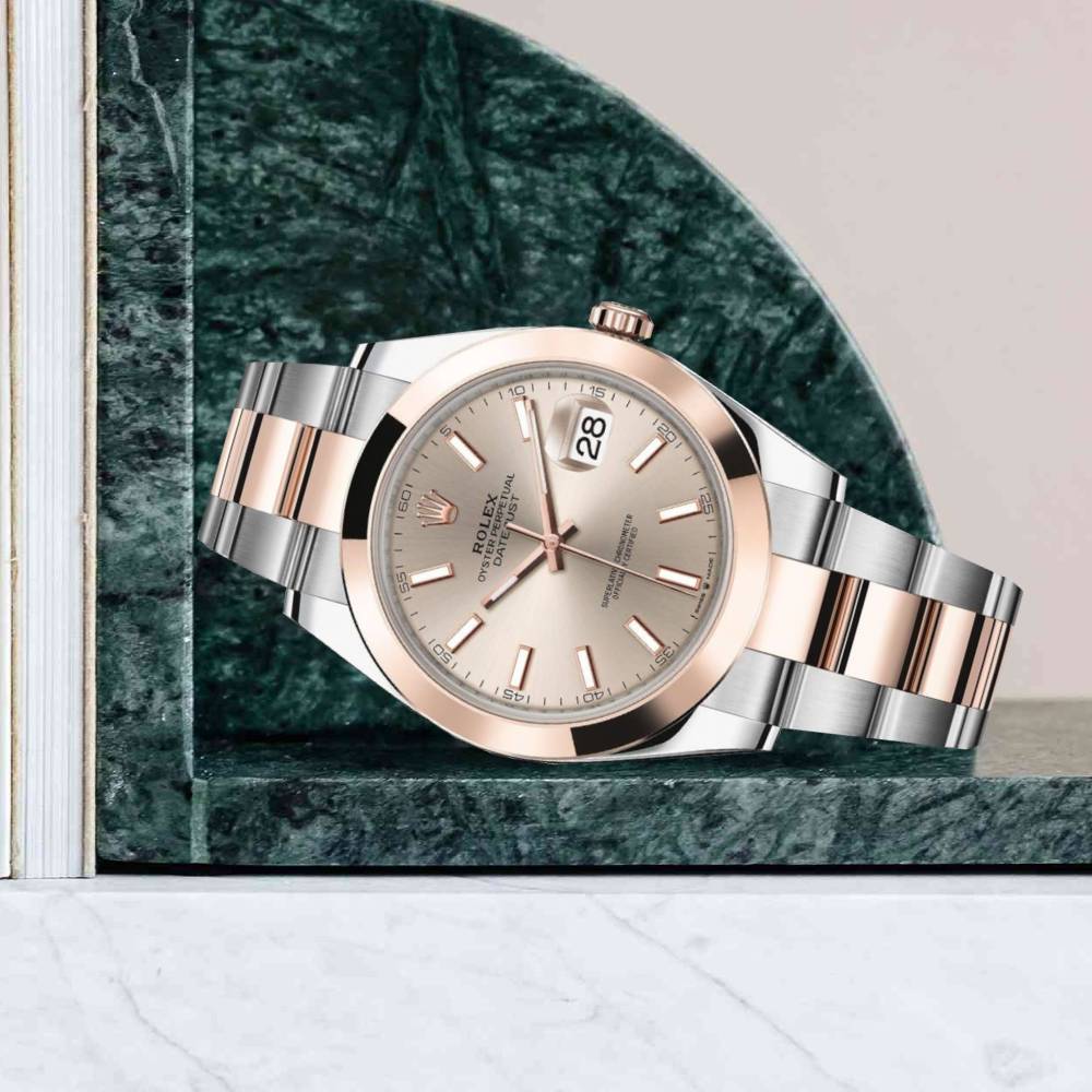 Rolex Datejust 41mm - Ref: 126301-0009 - Sundust Stick Dial, Two Tone Stainless Steel & 18K Rose Gold Oyster Bracelet Men's Watch