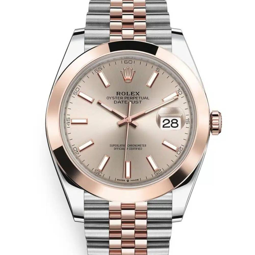 Rolex Datejust 41mm - Ref: 126301-0010 - Sundust Stick Dial, Two Tone Stainless Steel & 18K Rose Gold Oyster Bracelet Men's Watch