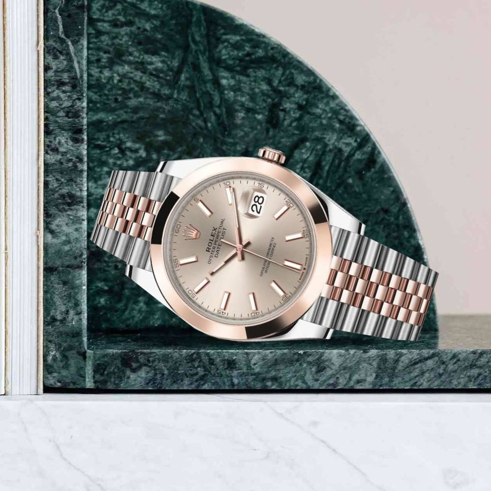 Rolex Datejust 41mm - Ref: 126301-0010 - Sundust Stick Dial, Two Tone Stainless Steel & 18K Rose Gold Oyster Bracelet Men's Watch