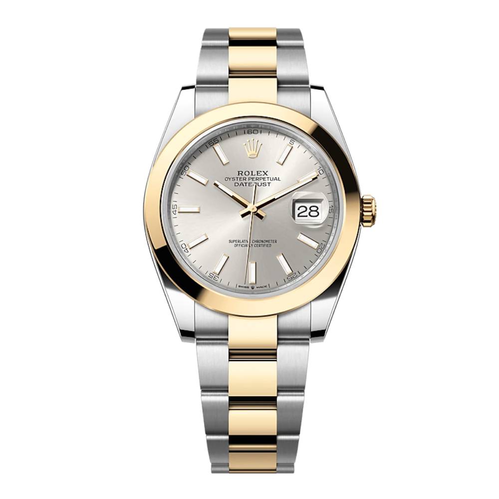 Rolex Datejust 41mm - Ref: 126303-0001 - Silver Stick Dial, Two Tone Stainless Steel & 18K Yellow Gold Oyster Bracelet Men's Watch