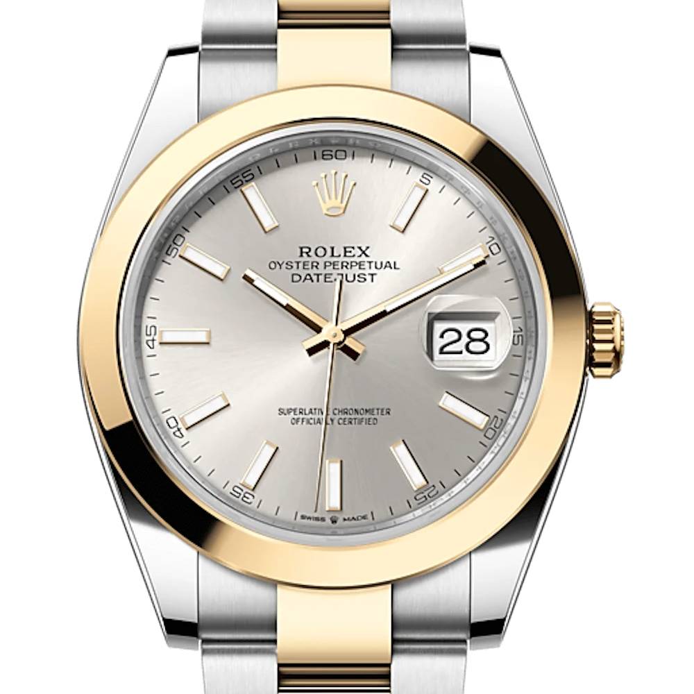 Rolex Datejust 41mm - Ref: 126303-0001 - Silver Stick Dial, Two Tone Stainless Steel & 18K Yellow Gold Oyster Bracelet Men's Watch