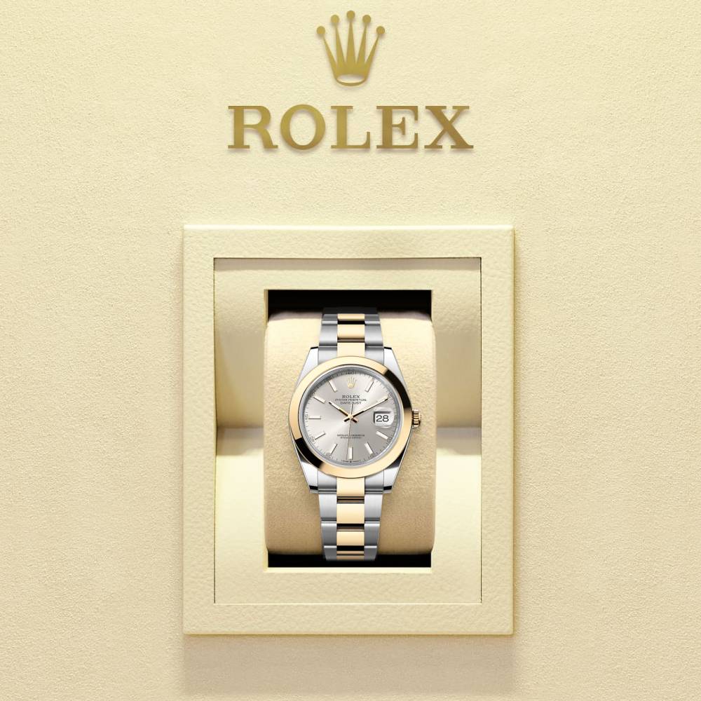 Rolex Datejust 41mm - Ref: 126303-0001 - Silver Stick Dial, Two Tone Stainless Steel & 18K Yellow Gold Oyster Bracelet Men's Watch