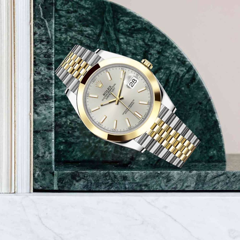 Rolex Datejust 41mm - Ref: 126303-0002 - Silver Stick Dial, Two Tone Stainless Steel & 18K Yellow Gold Jubilee Bracelet Men's Watch