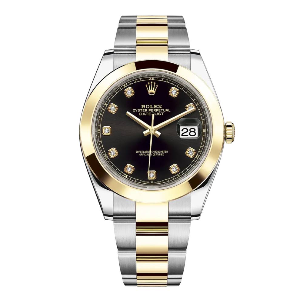 Rolex Datejust 41mm - Ref: 126303-0005 - Black Diamond Dial, Two Tone Stainless Steel & 18K Yellow Gold Oyster Bracelet Men's Watch