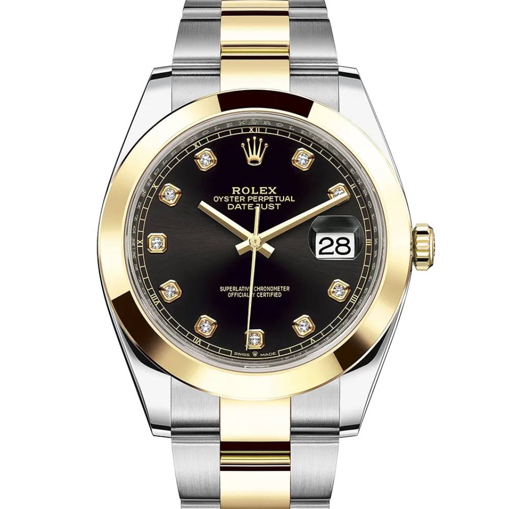 Rolex Datejust 41mm - Ref: 126303-0005 - Black Diamond Dial, Two Tone Stainless Steel & 18K Yellow Gold Oyster Bracelet Men's Watch