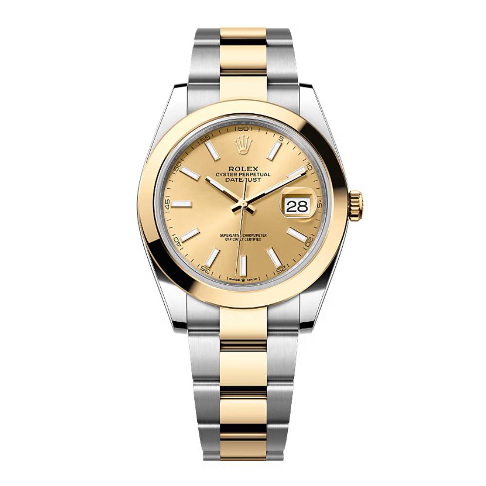 Rolex Datejust 41mm - Ref: 126303-0009 - Champagne Stick Dial, Two Tone Stainless Steel & 18K Yellow Gold Oyster Bracelet Men's Watch