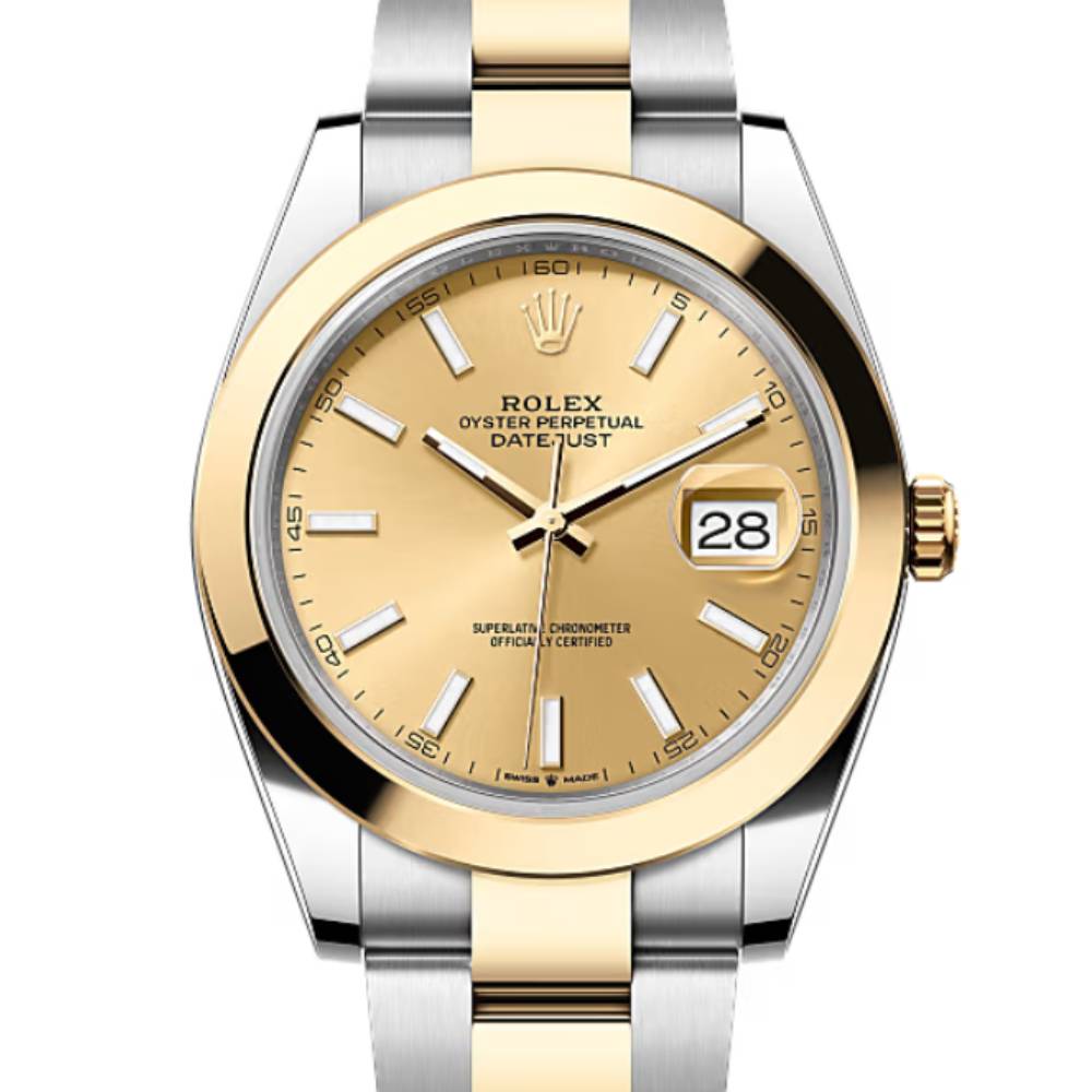 Rolex Datejust 41mm - Ref: 126303-0009 - Champagne Stick Dial, Two Tone Stainless Steel & 18K Yellow Gold Oyster Bracelet Men's Watch