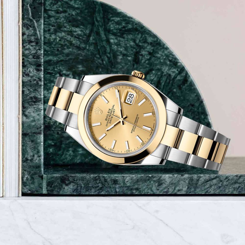 Rolex Datejust 41mm - Ref: 126303-0009 - Champagne Stick Dial, Two Tone Stainless Steel & 18K Yellow Gold Oyster Bracelet Men's Watch