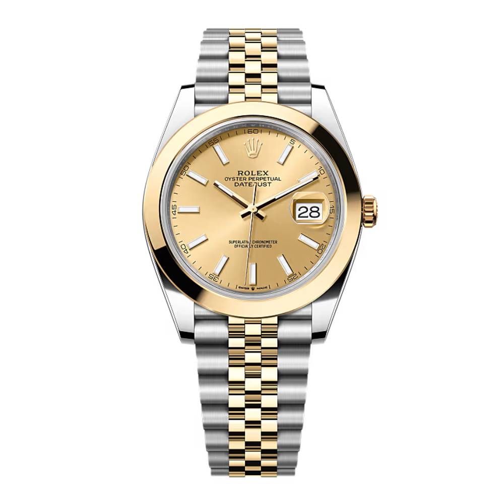 Rolex Datejust 41mm - Ref: 126303-0010 - Champagne Stick Dial, Two Tone Stainless Steel & 18K Yellow Gold Jubilee Bracelet Men's Watch