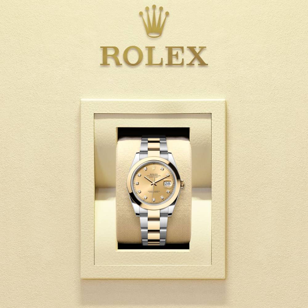 Rolex Datejust 41mm - Ref: 126303-0011 - Champagne Diamond Dial, Two Tone Stainless Steel & 18K Yellow Gold Oyster Bracelet Men's Watch