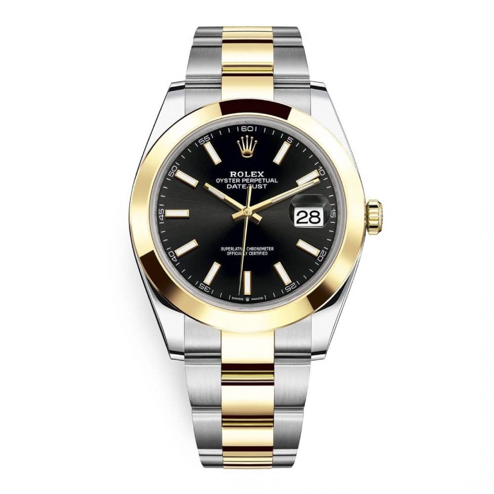 Rolex Datejust 41mm - Ref: 126303-0013 - Black Stick Dial, Two Tone Stainless Steel & 18K Yellow Gold Oyster Bracelet Men's Watch