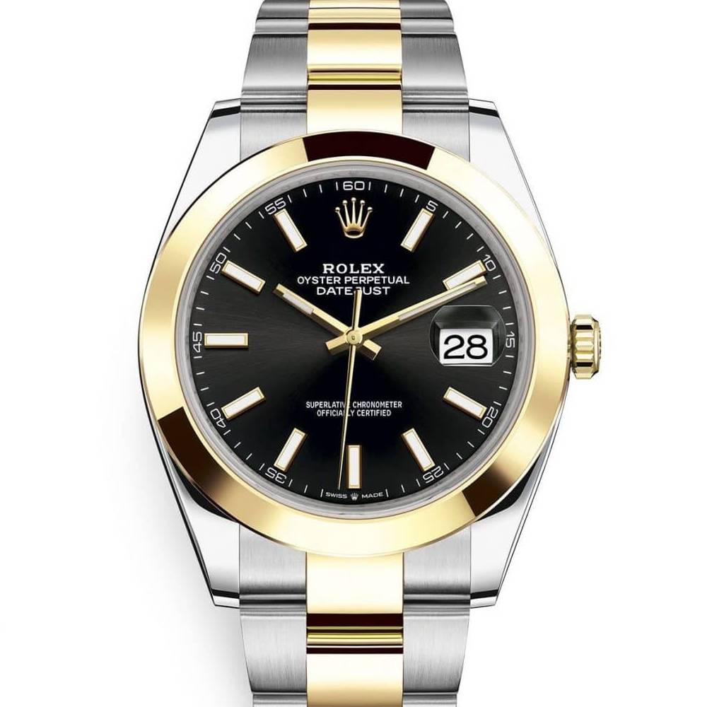 Rolex Datejust 41mm - Ref: 126303-0013 - Black Stick Dial, Two Tone Stainless Steel & 18K Yellow Gold Oyster Bracelet Men's Watch