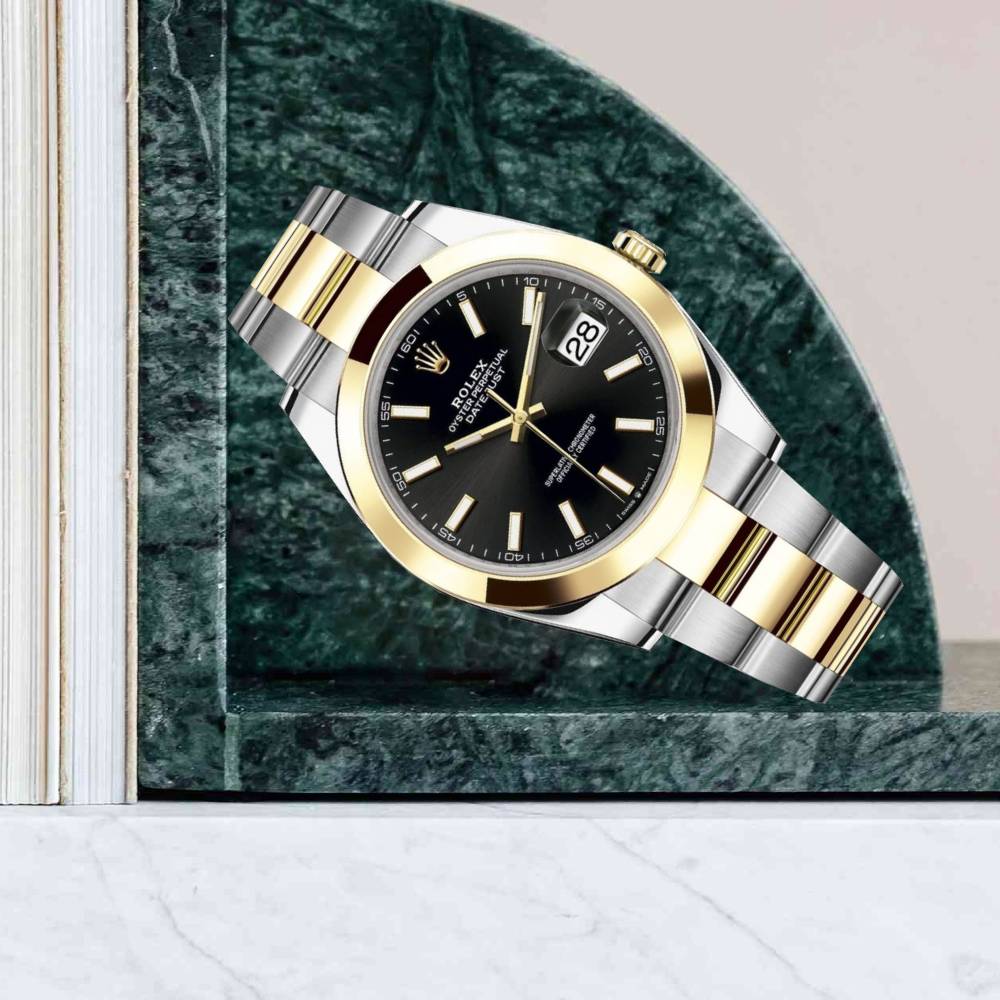 Rolex Datejust 41mm - Ref: 126303-0013 - Black Stick Dial, Two Tone Stainless Steel & 18K Yellow Gold Oyster Bracelet Men's Watch