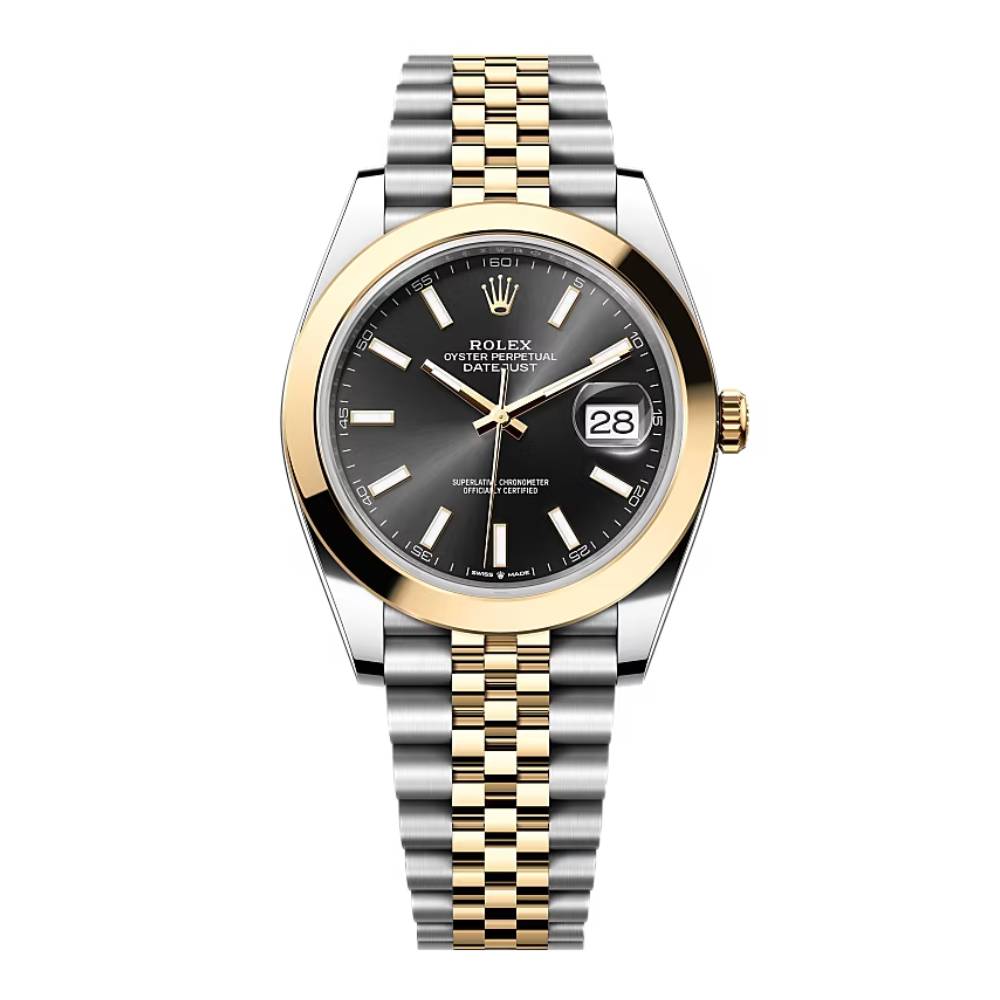 Rolex Datejust 41mm - Ref: 126303-0014 - Black Stick Dial, Two Tone Stainless Steel & 18K Yellow Gold Jubilee Bracelet Men's Watch