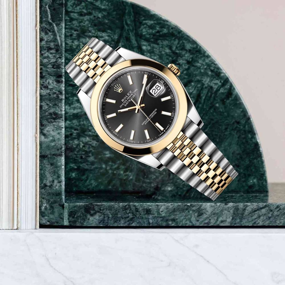 Rolex Datejust 41mm - Ref: 126303-0014 - Black Stick Dial, Two Tone Stainless Steel & 18K Yellow Gold Jubilee Bracelet Men's Watch