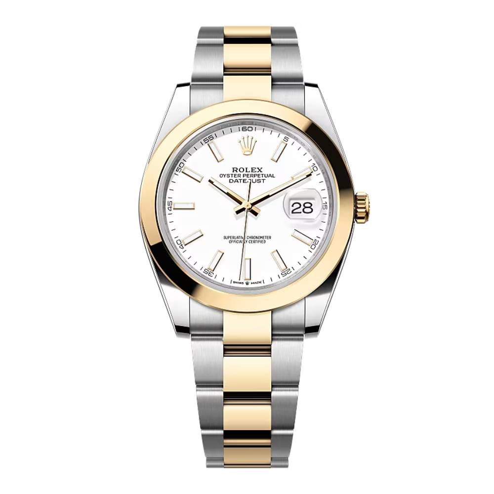 Rolex Datejust 41mm - Ref: 126303-0015 - White Stick Dial, Two Tone Stainless Steel & 18K Yellow Gold Oyster Bracelet Men's Watch