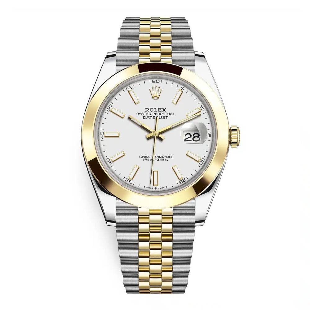 Rolex Datejust 41mm - Ref: 126303-0016 - White Stick Dial, Two Tone Stainless Steel & 18K Yellow Gold Jubilee Bracelet Men's Watch