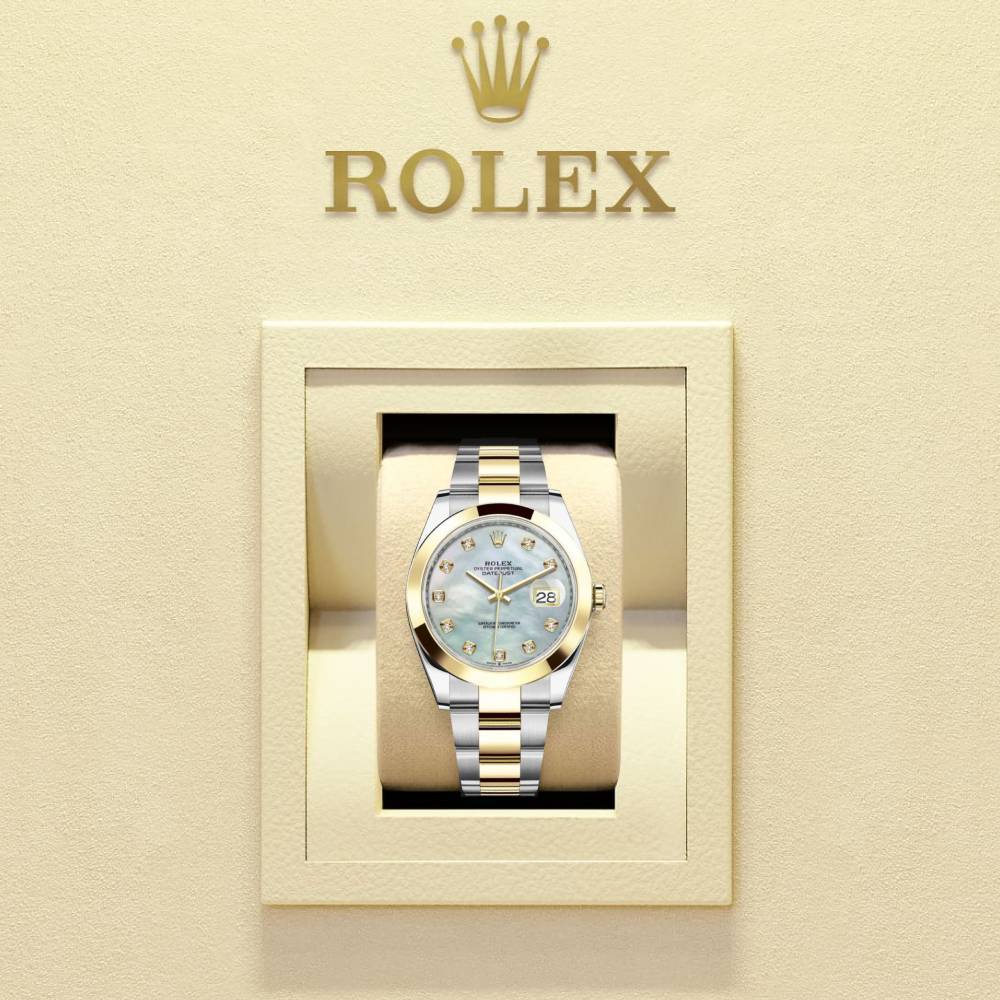 Rolex Datejust 41mm - Ref: 126303-0017 - White Mother of Pearl Diamond Dial, Two Tone Stainless Steel & 18K Yellow Gold Oyster Bracelet Men's Watch