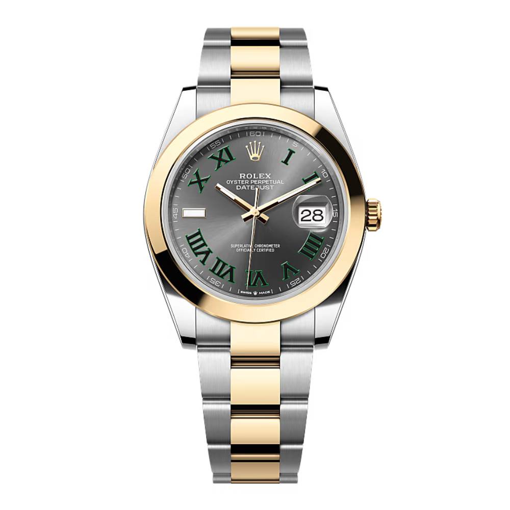 Rolex Datejust 41mm - Ref: 126303-0019 - Slate Grey Wimbledon Roman Dial, Two Tone Stainless Steel & 18K Yellow Gold Oyster Bracelet Men's Watch