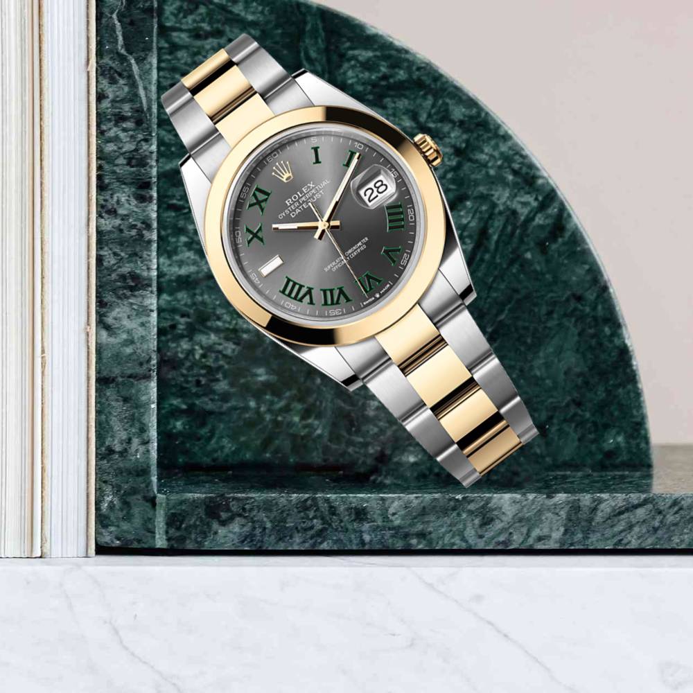 Rolex Datejust 41mm - Ref: 126303-0019 - Slate Grey Wimbledon Roman Dial, Two Tone Stainless Steel & 18K Yellow Gold Oyster Bracelet Men's Watch