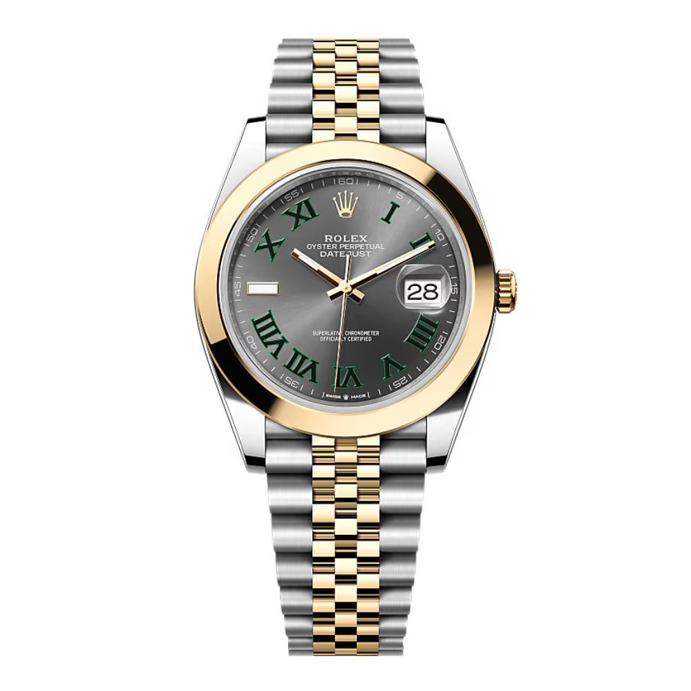 Rolex Datejust 41mm - Ref: 126303-0020 - Slate Grey Wimbledon Roman Dial, Two Tone Stainless Steel & 18K Yellow Gold Jubilee Bracelet Men's Watch