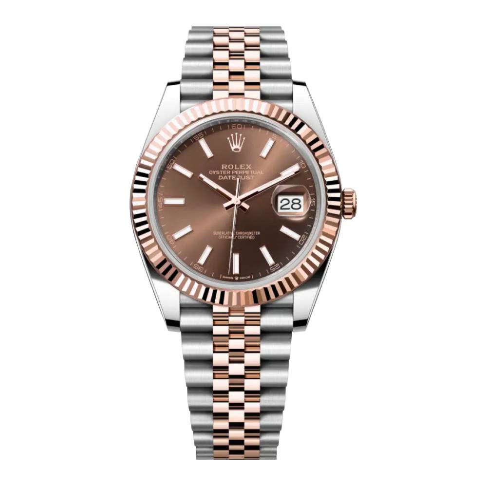 Rolex Datejust 41mm - Ref: 126331-0002 - Chocolate Stick Dial, Two Tone Stainless Steel & 18K Rose Gold Jubilee Bracelet Men's Watch