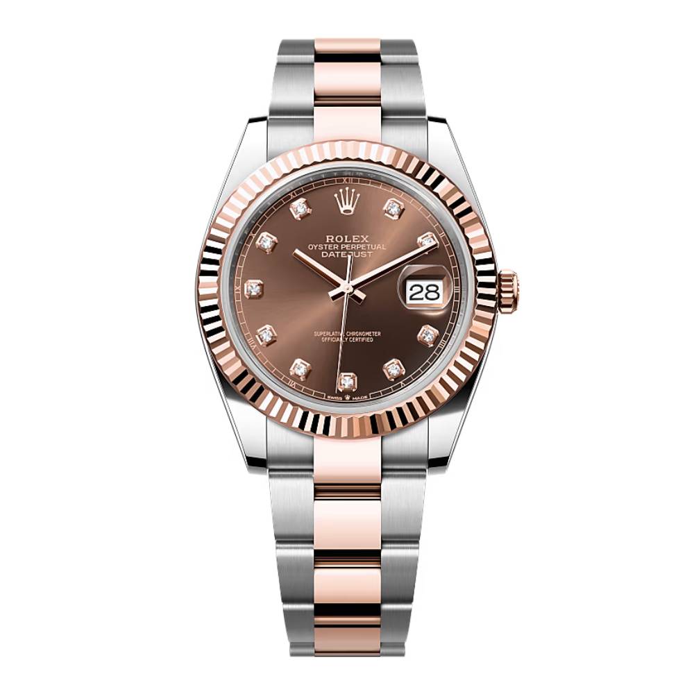 Rolex Datejust 41mm - Ref: 126331-0003 - Chocolate Diamond Dial, Two Tone Stainless Steel & 18K Rose Gold Oyster Bracelet Men's Watch