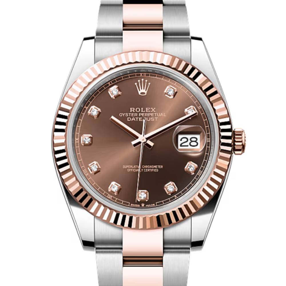 Rolex Datejust 41mm - Ref: 126331-0003 - Chocolate Diamond Dial, Two Tone Stainless Steel & 18K Rose Gold Oyster Bracelet Men's Watch