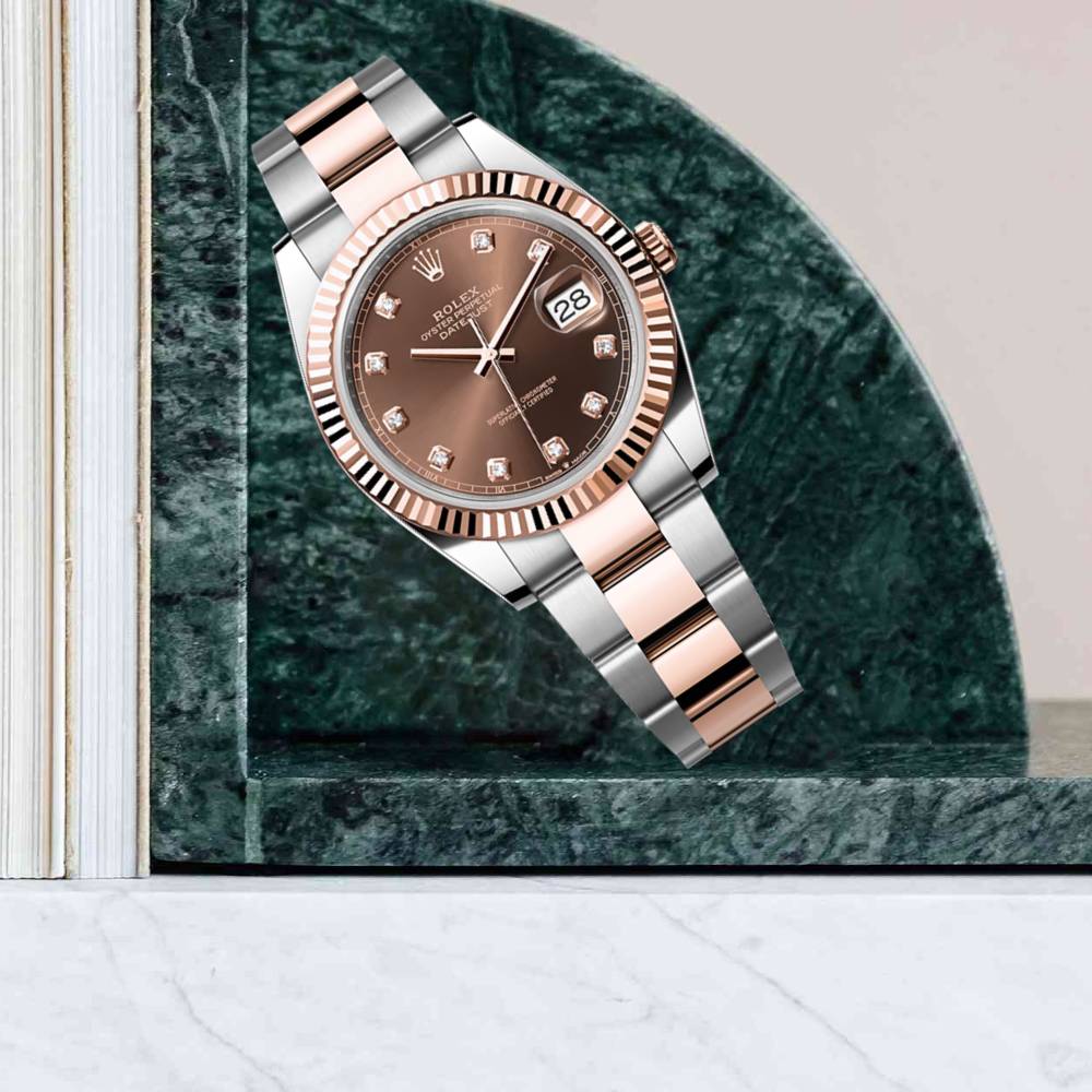 Rolex Datejust 41mm - Ref: 126331-0003 - Chocolate Diamond Dial, Two Tone Stainless Steel & 18K Rose Gold Oyster Bracelet Men's Watch