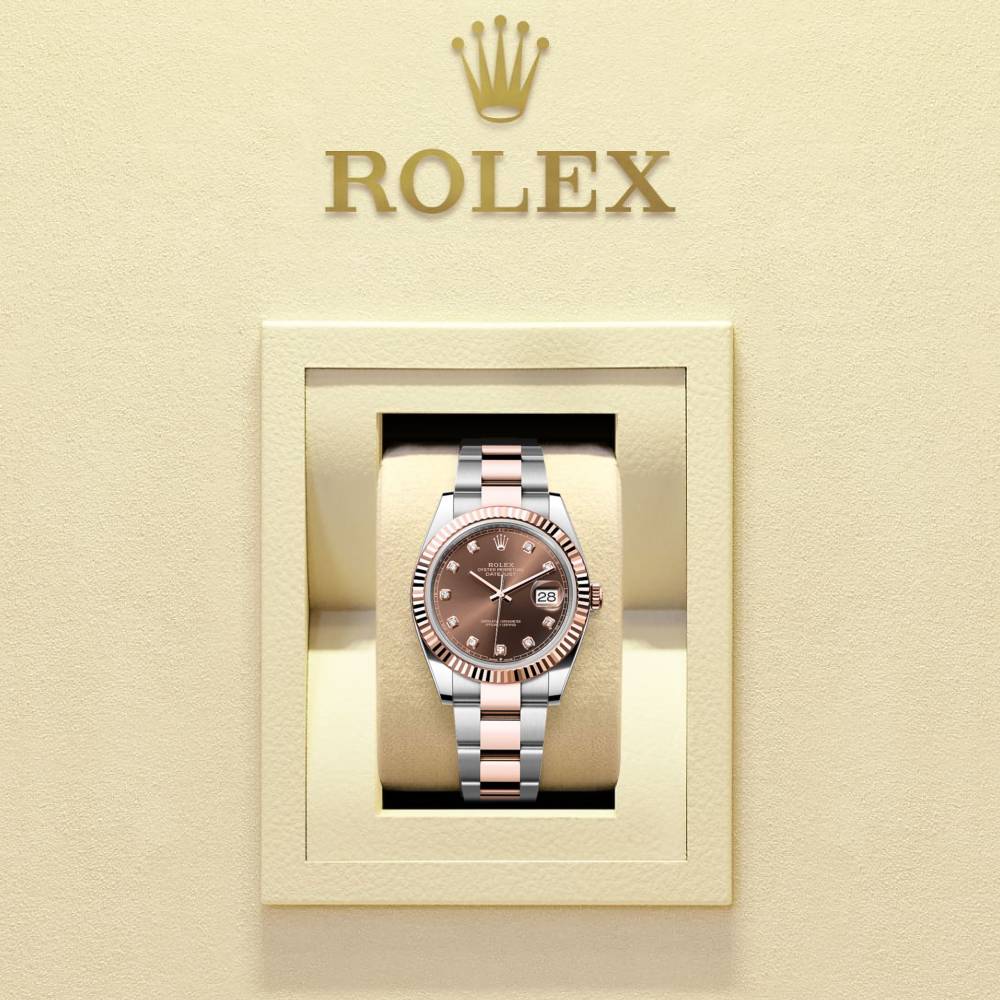 Rolex Datejust 41mm - Ref: 126331-0003 - Chocolate Diamond Dial, Two Tone Stainless Steel & 18K Rose Gold Oyster Bracelet Men's Watch