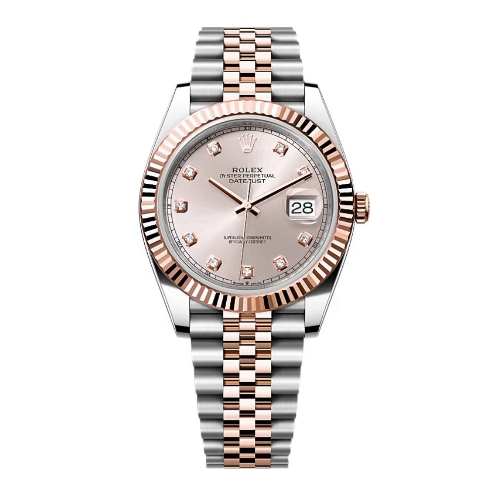 Rolex Datejust 41mm - Ref: 126331-0007 - Sundust Diamond Dial, Two Tone Stainless Steel & 18K Rose Gold Oyster Bracelet Men's Watch