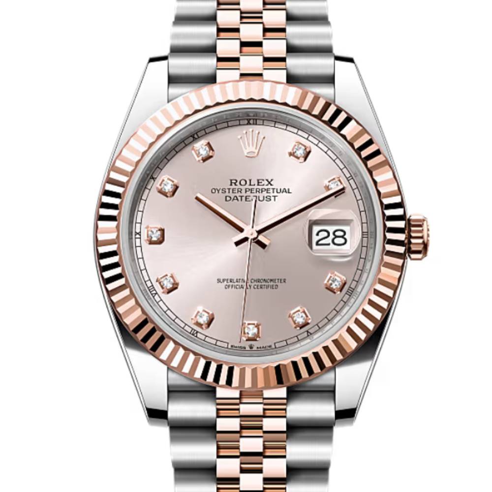 Rolex Datejust 41mm - Ref: 126331-0007 - Sundust Diamond Dial, Two Tone Stainless Steel & 18K Rose Gold Oyster Bracelet Men's Watch